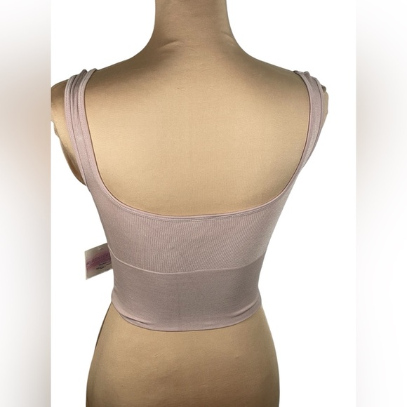 AS REVIVAL Chic Beige Ribbed Crop Top NWT SMALL - Picture 3 of 7